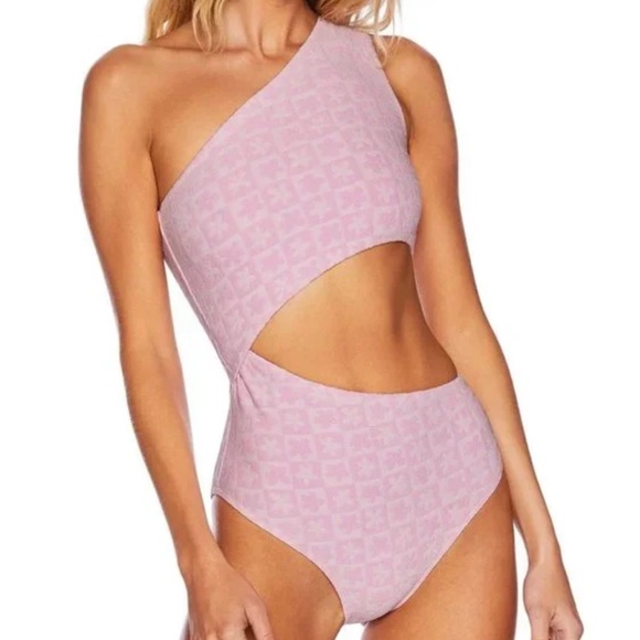 NWOT Beach Riot Celine One Piece Mod Flower Check Size Large light pink - Picture 1 of 11